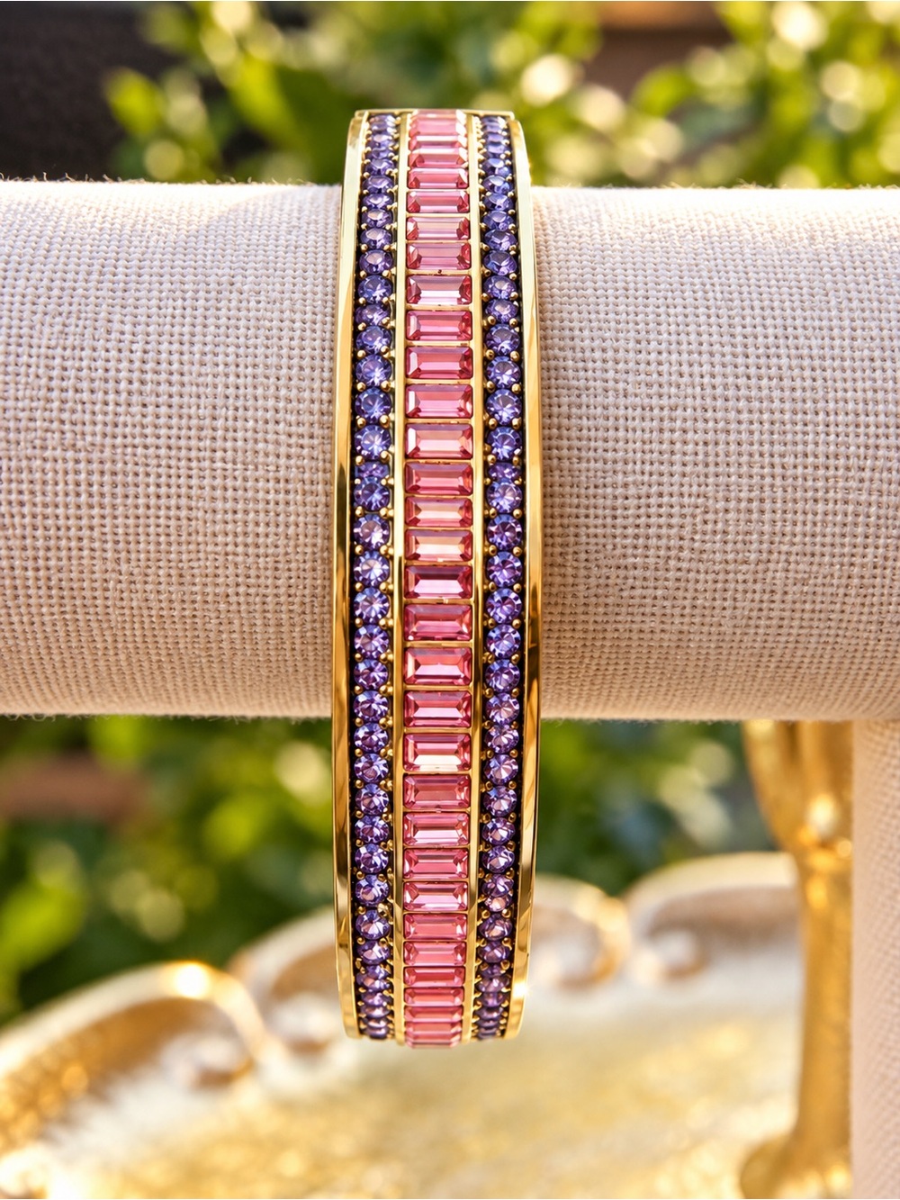 Heidi Daus “Everyday Elegance” Pink & Lavender Swarovski Crystal Bangle Bracelet